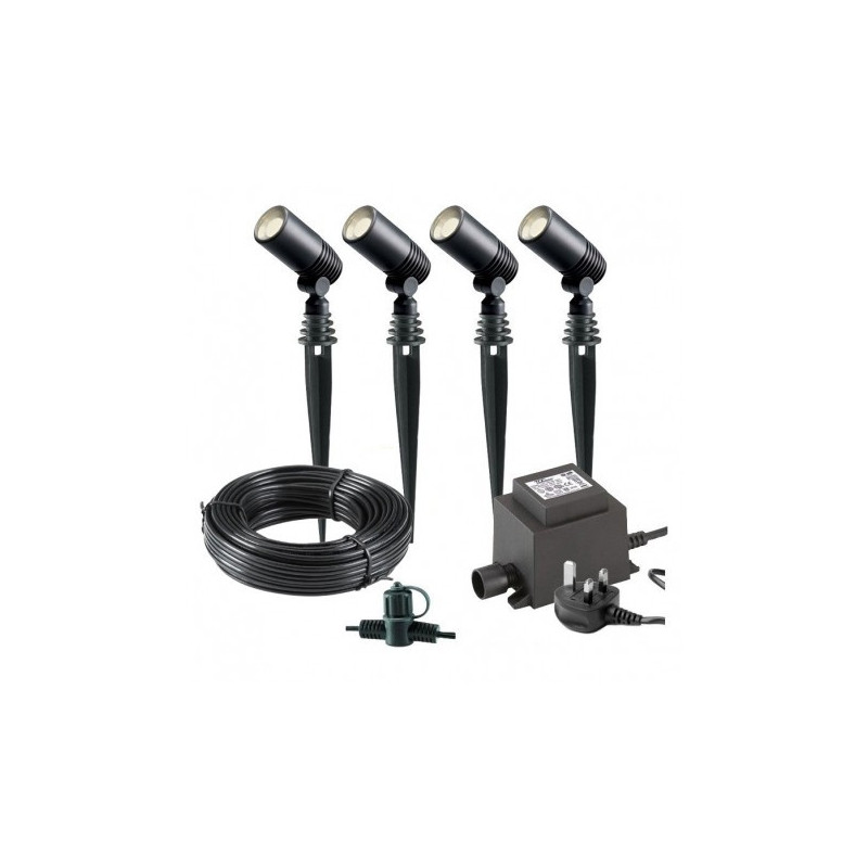 Techmar Garden Lighting UK Outdoor Lights Low Voltage Alder 12V Plug & Play LED Garden Lights Bundle - 4 Light Kit. 2
