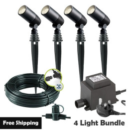 Techmar Garden Lighting UK Outdoor Lights Low Voltage Alder 12V Plug & Play LED Garden Lights Bundle - 4 Light Kit. 1