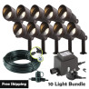 Techmar Garden Lighting UK Outdoor Lights Low Voltage Focus Verona 12V Plug & Play Garden Spotlights Bundle - 10 Light Kit. 1