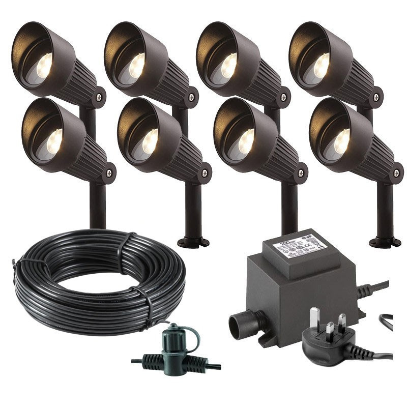 Techmar Garden Lighting UK Outdoor Lights Low Voltage Focus Verona 12V Plug & Play Garden Spotlights Bundle - 8 Light Kit. 2