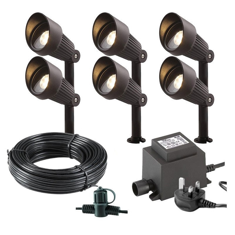 Techmar Garden Lighting UK Outdoor Lights Low Voltage Focus Verona 12V Plug & Play Garden Spotlights Bundle - 6 Light Kit. 2