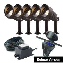 UK Low Voltage Garden Lighting Techmar Focus Verona 4W 5 Light Deluxe Bundle