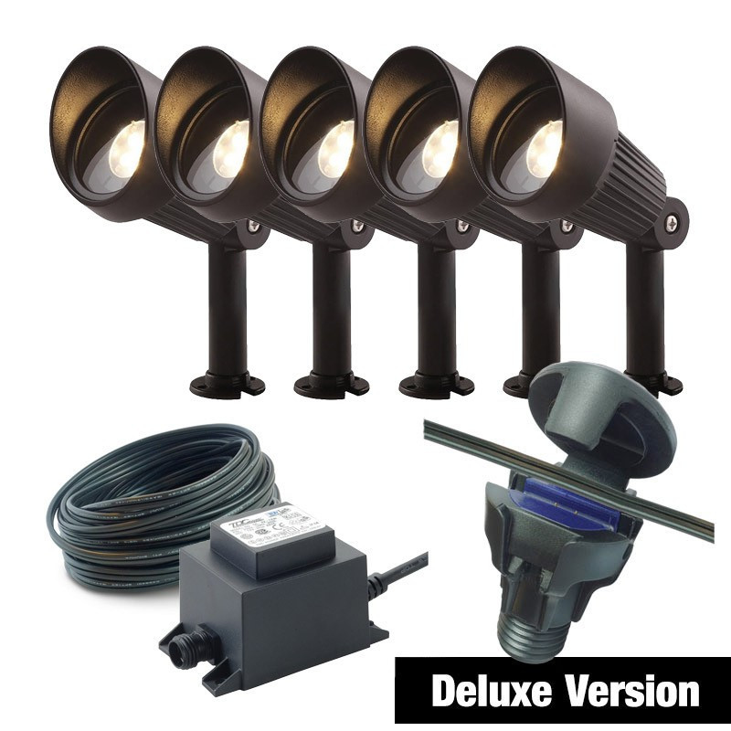 UK Low Voltage Garden Lighting Techmar Focus Verona 4W 5 Light Deluxe Bundle