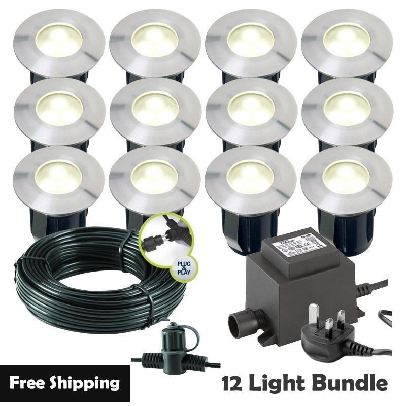 Techmar Garden Lighting UK Outdoor Lights Low Voltage Alpha 12V Plug & Play Garden Deck Light Bundle - 12 Light Kit. 1