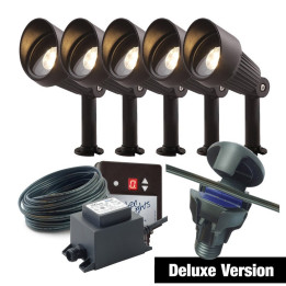 Techmar Garden Lighting UK Outdoor Lights Low Voltage DIY Focus Verona 4W 5 Light Deluxe Bundle + Timer