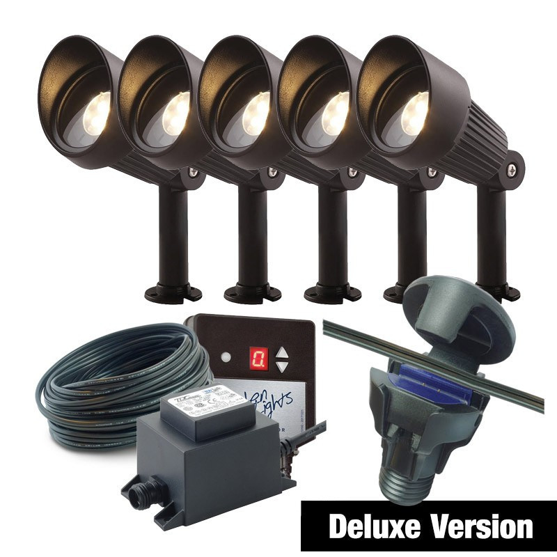 Techmar Garden Lighting UK Outdoor Lights Low Voltage DIY Focus Verona 4W 5 Light Deluxe Bundle + Timer
