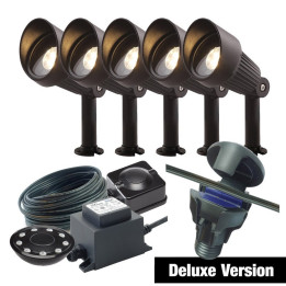 Techmar Garden Lighting UK Outdoor Lights Low Voltage DIY 5 light 5w Focus Bundle + Remote