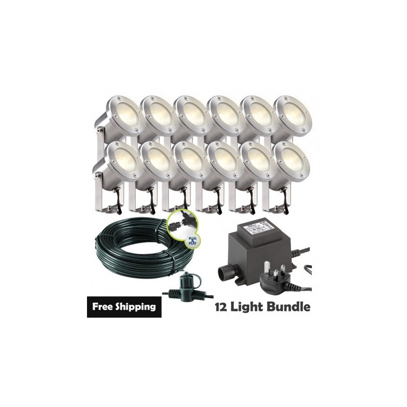 Techmar Garden Lighting UK Outdoor Lights Low Voltage Catalpa Garden Spotlights Bundle - 12 Light Kit. 1