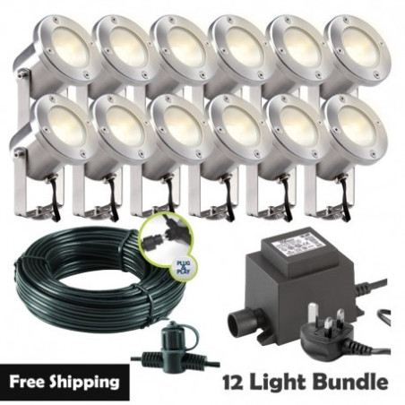 Techmar Garden Lighting UK Outdoor Lights Low Voltage Catalpa Garden Spotlights Bundle - 12 Light Kit. 1