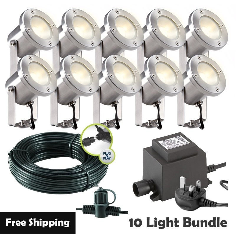 Techmar Garden Lighting UK Outdoor Lights Low Voltage Catalpa Garden Spotlights Bundle - 10 Light Kit. 1