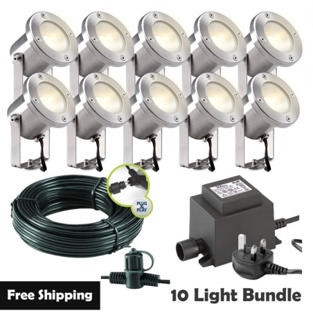 Techmar Garden Lighting UK Outdoor Lights Low Voltage Catalpa Garden Spotlights Bundle - 10 Light Kit. 1
