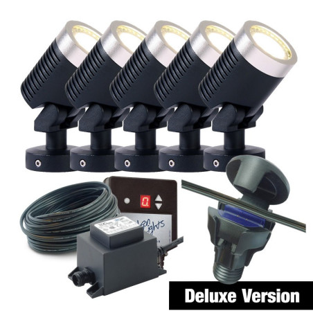 Techmar Garden Lighting UK Outdoor Lights Low Voltage DIY 5 light 5w Arcus Bundle + timer