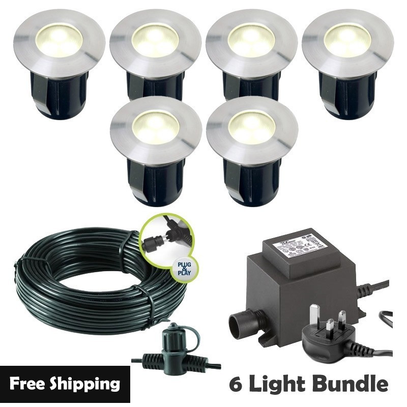 Techmar Garden Lighting UK Outdoor Lights Low Voltage Alpha 12V Plug & Play Garden Deck Light Bundle - 6 Light Kit. 1