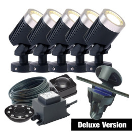 Techmar Garden Lighting UK Outdoor Lights Low Voltage DIY 5 light 5w Arcus Bundle + remote