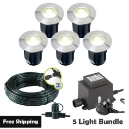 Techmar Garden Lighting UK Outdoor Lights Low Voltage Alpha 12V Plug & Play Garden Deck Light Bundle - 5 Light Kit. 1