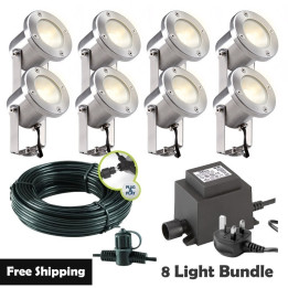 Techmar Garden Lighting UK Outdoor Lights Low Voltage Catalpa Garden Spotlights Bundle - 8 Light Kit. 1