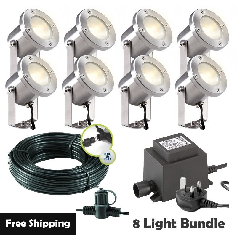 Techmar Garden Lighting UK Outdoor Lights Low Voltage Catalpa Garden Spotlights Bundle - 8 Light Kit. 1