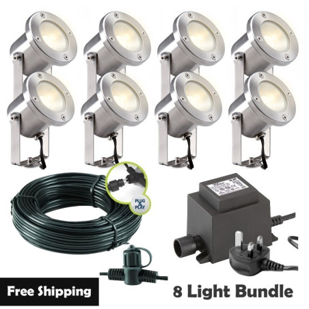 Techmar Garden Lighting UK Outdoor Lights Low Voltage Catalpa Garden Spotlights Bundle - 8 Light Kit. 1