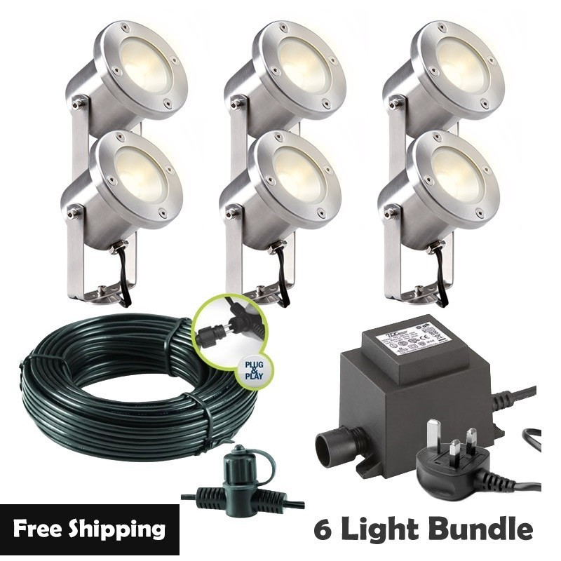 Techmar Garden Lighting UK Outdoor Lights Low Voltage Catalpa Garden Spotlights Bundle - 6 Light Kit. 1
