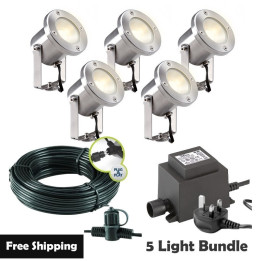 Techmar Garden Lighting UK Outdoor Lights Low Voltage Catalpa Garden Spotlights Bundle - 5 Light Kit. 1