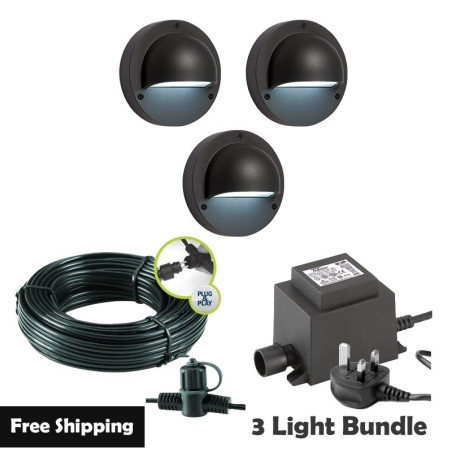 Techmar Garden Lighting UK Outdoor Lights Low Voltage Deimos Garden Outdoor Wall Light Bundle - 3 Light Kit. 1