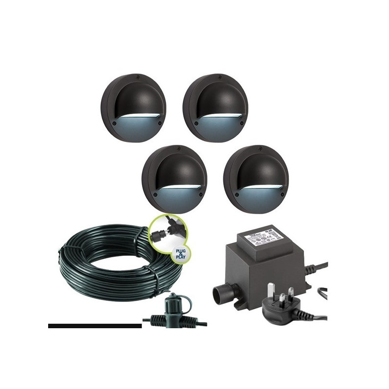Techmar Garden Lighting UK Outdoor Lights Low Voltage Deimos Garden Outdoor Wall Light Bundle - 4 Light Kit. 1