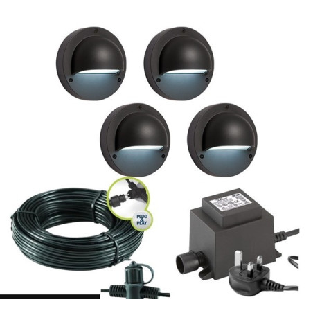 Techmar Garden Lighting UK Outdoor Lights Low Voltage Deimos Garden Outdoor Wall Light Bundle - 4 Light Kit. 1