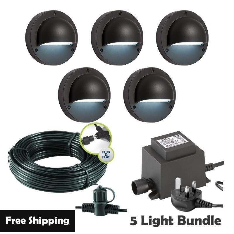 Techmar Garden Lighting UK Outdoor Lights Low Voltage Deimos Garden Outdoor Wall Light Bundle - 5 Light Kit. 1