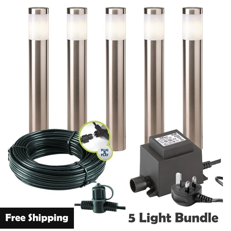 Techmar Garden Lighting UK Outdoor Lights Low Voltage Albus 12V Plug & Play Garden Lights Bundle - 5 Light Kit. 1