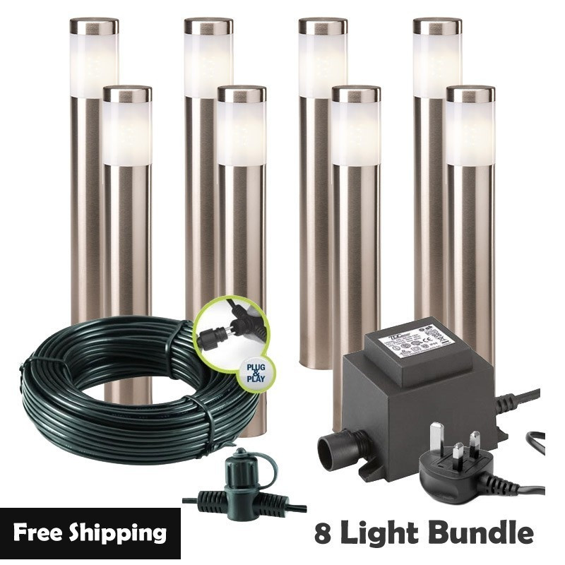Techmar Garden Lighting UK Outdoor Lights Low Voltage Albus 12V Plug & Play Garden Lights Bundle - 8 Light Kit. 1