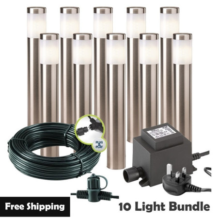 Techmar Garden Lighting UK Outdoor Lights Low Voltage Albus 12V Plug & Play Garden Lights Bundle - 10 Light Kit. 1