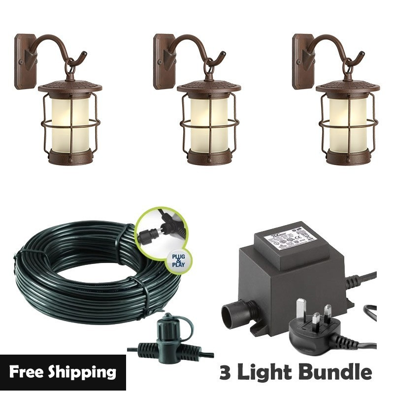 Techmar Garden Lighting UK Outdoor Lights Low Voltage Callisto Garden Wall Light Bundle - 3 Light Kit. 1