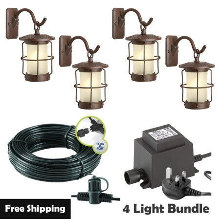 Techmar Garden Lighting UK Outdoor Lights Low Voltage Callisto Garden Wall Light Bundle - 4 Light Kit. 1