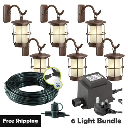 Techmar Garden Lighting UK Outdoor Lights Low Voltage Callisto Garden Wall Light Bundle - 6 Light Kit. 1