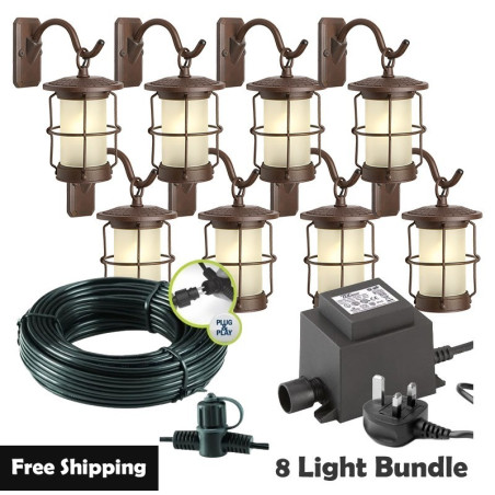 Techmar Garden Lighting UK Outdoor Lights Low Voltage Callisto Garden Wall Light Bundle -  8 Light Kit. 1