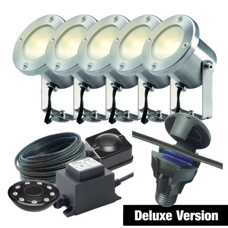 Techmar Garden Lighting UK Outdoor Lights Low Voltage DIY 5 light 3w Catalpa Bundle + remote
