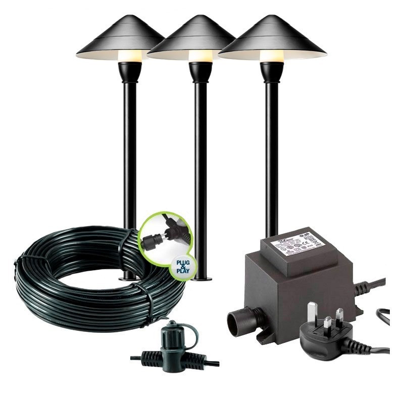 Techmar Garden Lighting UK Outdoor Lights Low Voltage Ceto 12V Plug & Play LED Garden Lights Bundle - 3 Light Kit. 1