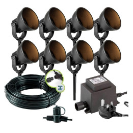 Techmar Garden Lighting UK Outdoor Lights Low Voltage Raf 12V Plug & Play LED Garden Lights Bundle -8 Light Kit. 1