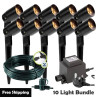 Techmar Garden Lighting UK Outdoor Lights Low Voltage Neso 12V Plug & Play Garden Spotlight Bundle - 10 Light Kit. 1