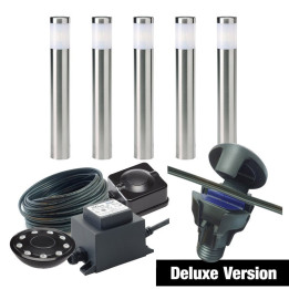 Techmar Garden Lighting UK Outdoor Lights Low Voltage DIY 5 light Albus Bundle + remote