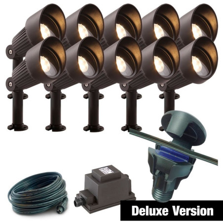 Techmar Garden Lighting UK Outdoor Lights Low Voltage DIY 10 light 5w Focus Bundle