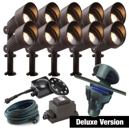 Techmar Garden Lighting UK Outdoor Lights Low Voltage DIY 10 light 5w Focus Bundle + remote