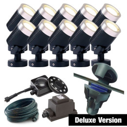 Techmar Garden Lighting UK Outdoor Lights Low Voltage DIY 10 light 5w Focus Bundle + remote