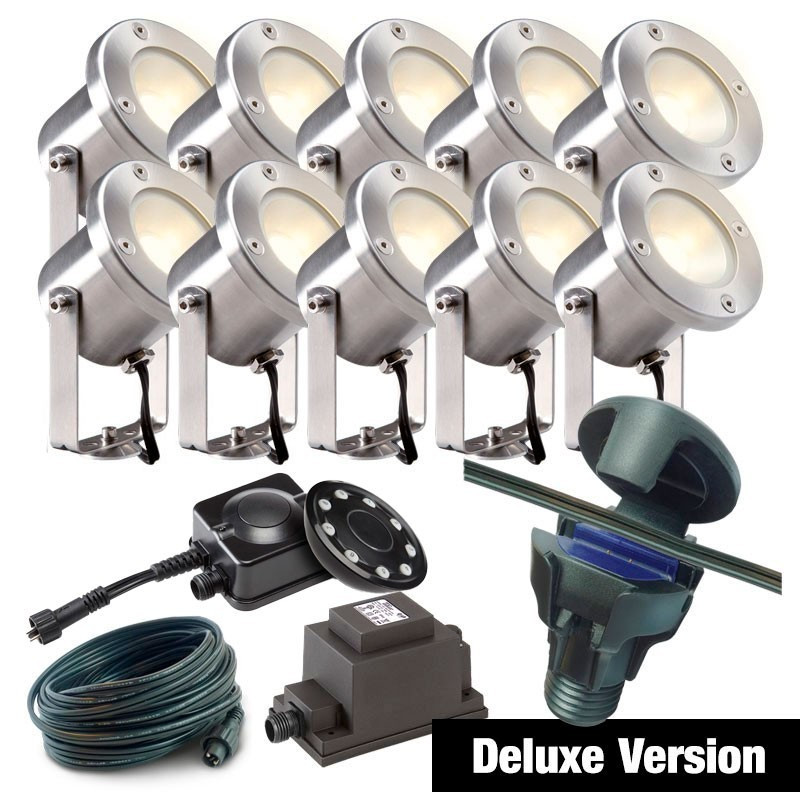 Techmar Garden Lighting UK Outdoor Lights Low Voltage DIY 10 light 3w Catalpa Bundle + remote