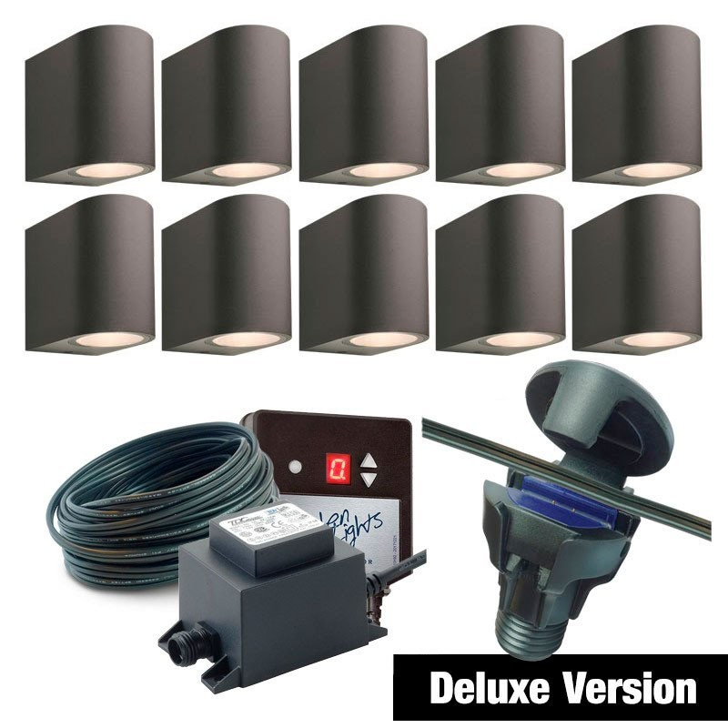 Techmar Garden Lighting UK Outdoor Lights Low Voltage DIY 10 Light Gilvus Deluxe Bundle + timer