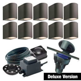 Techmar Garden Lighting UK Outdoor Lights Low Voltage DIY 10 Light Gilvus Deluxe Bundle + remote