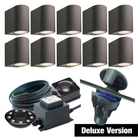 Techmar Garden Lighting UK Outdoor Lights Low Voltage DIY 10 Light Gilvus Deluxe Bundle + remote