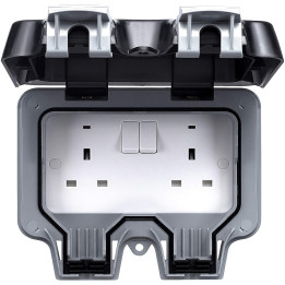 Outdoor Garden Lighting UK  DIY Accessories - BG 2Gang IP65 WP22 switch socket