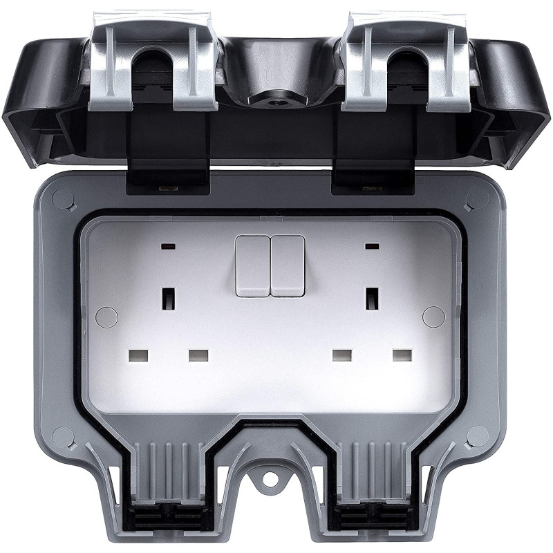 Outdoor Garden Lighting UK  DIY Accessories - BG 2Gang IP65 WP22 switch socket