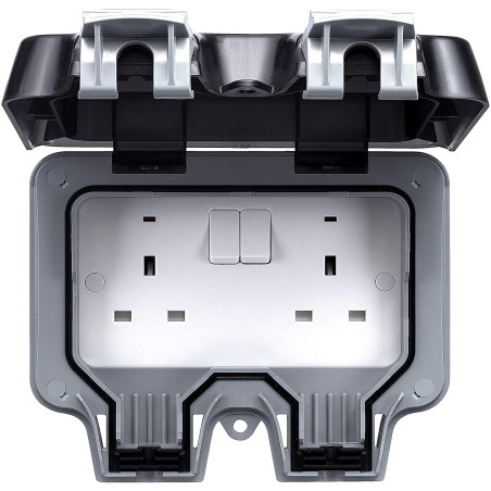 Outdoor Garden Lighting UK  DIY Accessories - BG 2Gang IP65 WP22 switch socket